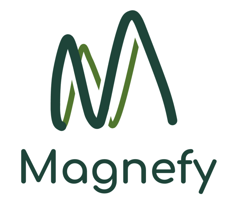 Magnefy logo vertical white